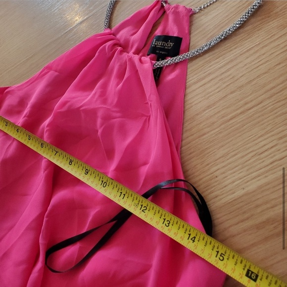 Beautiful Barbie pink laundry by SHELLI SEGAL asymmetrical chiffon dress sz 6 - Picture 4 of 5